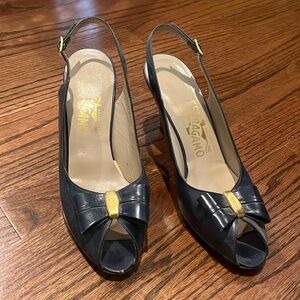 Ferragamo heels open toe bow